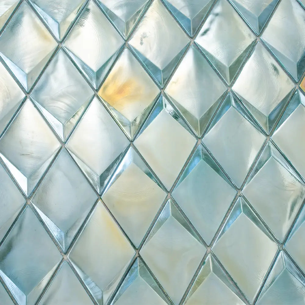 Prism Jade Beveled Diamond Cast Glass Mosaic Tile | Tile Club