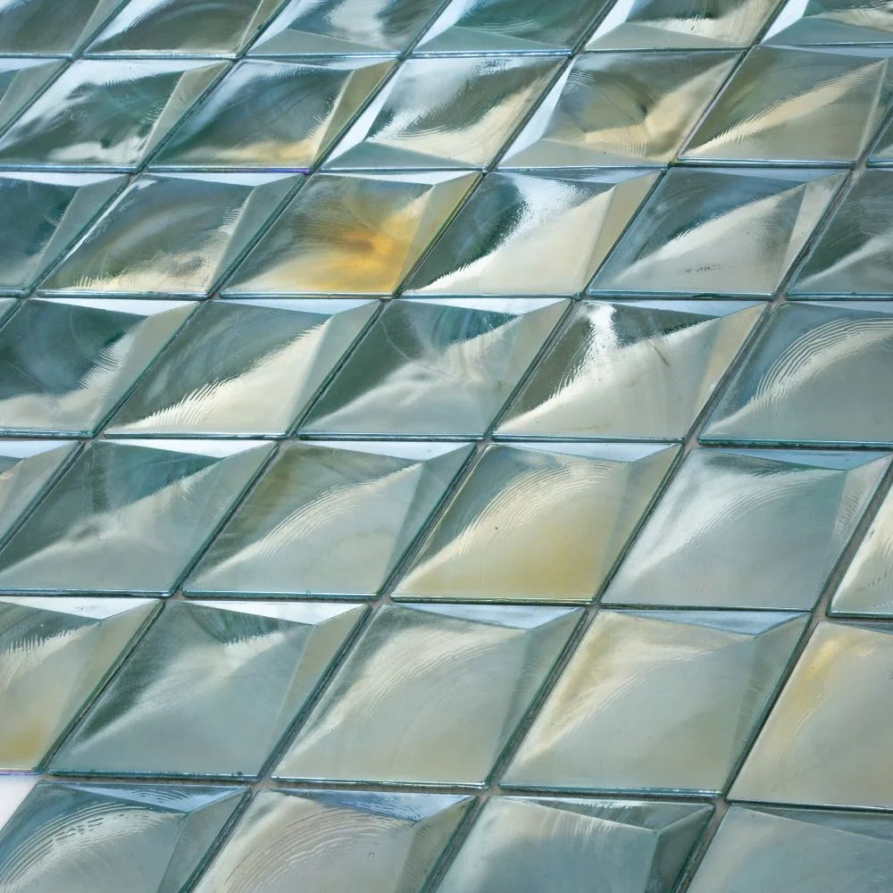 Prism Jade Beveled Diamond Cast Glass Mosaic Tile | Tile Club