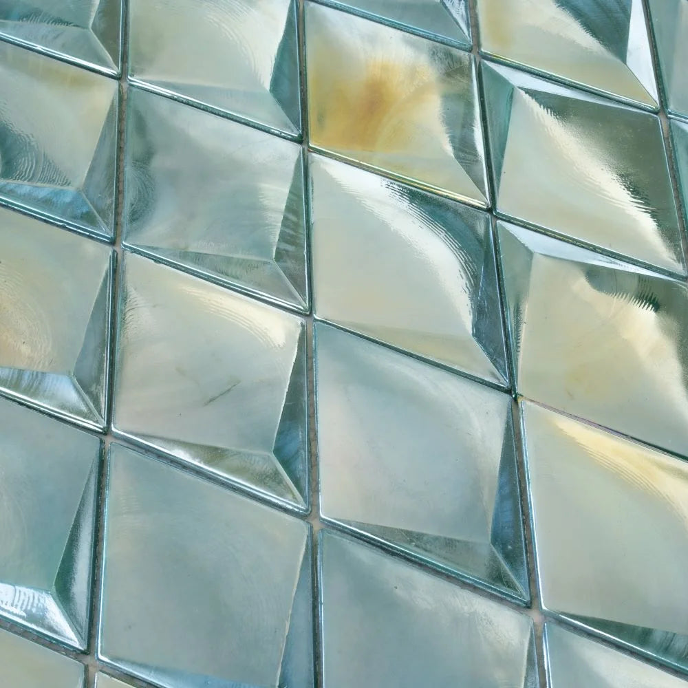 Prism Jade Beveled Diamond Cast Glass Mosaic Tile | Tile Club