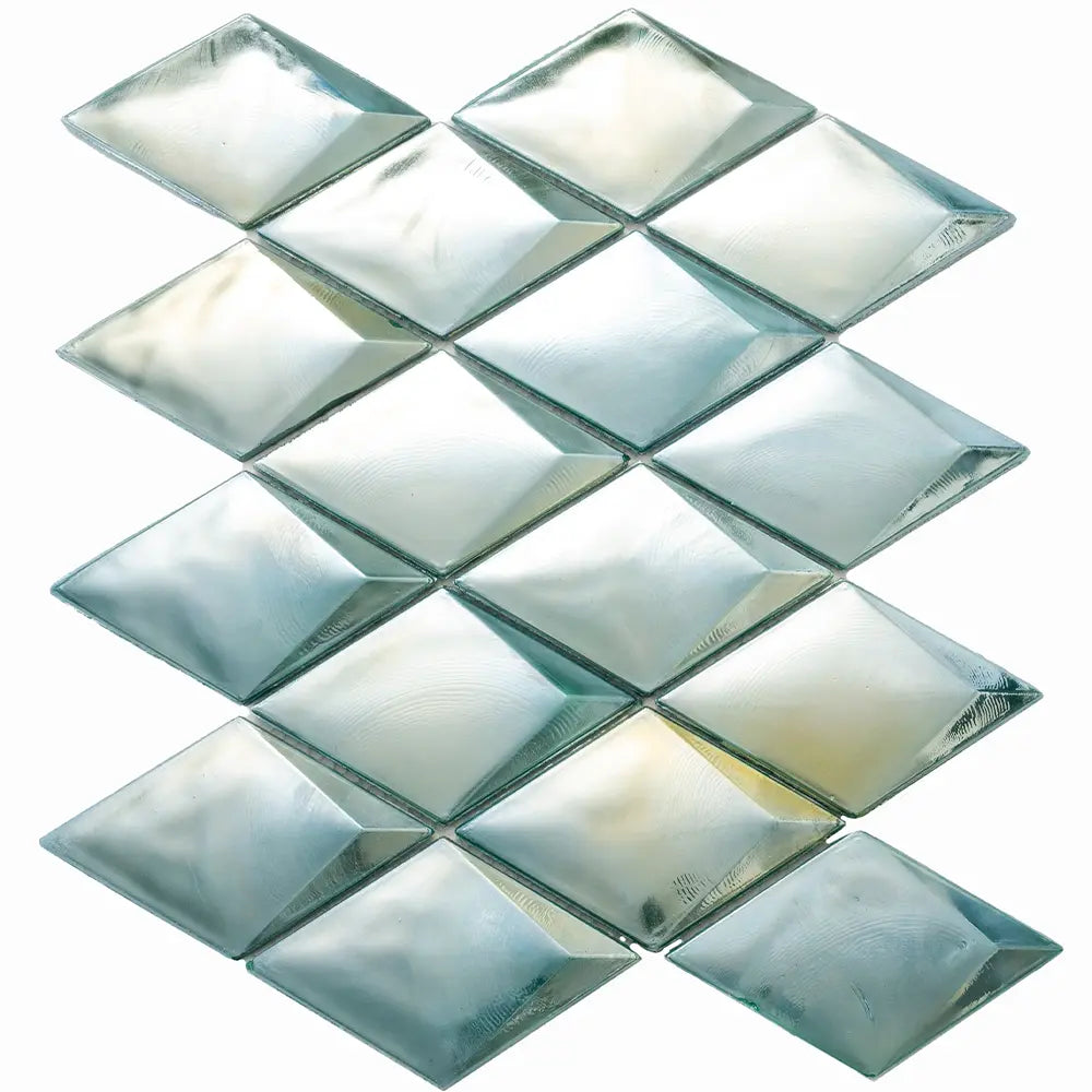 Prism Jade Beveled Diamond Cast Glass Mosaic Tile | Tile Club