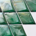 Prism Jade Beveled Diamond Cast Glass Mosaic Tile | Tile Club