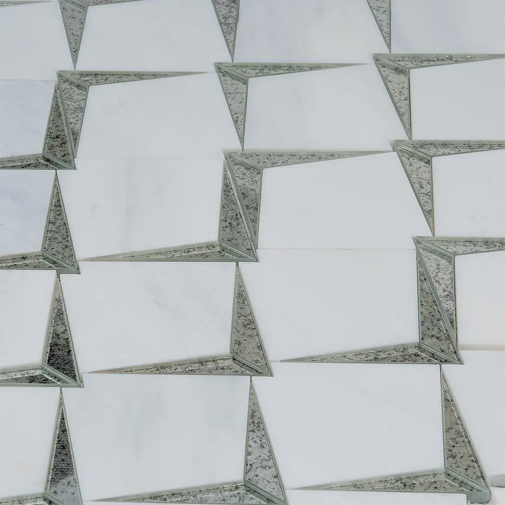 Arrowhead Antique Mirror Glass Marble Mosaic Tile | Tile Club