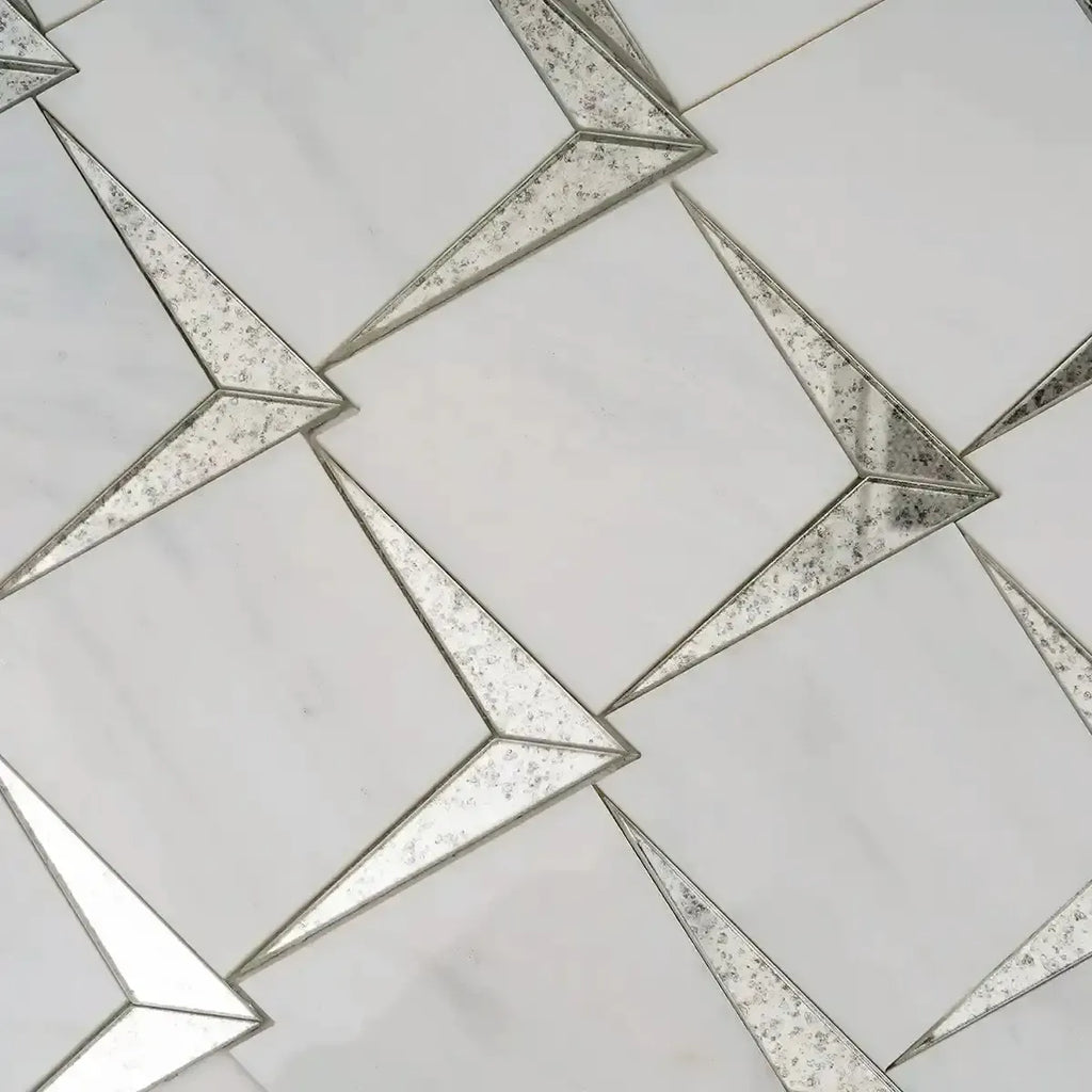 Arrowhead Antique Mirror Glass Marble Mosaic Tile | Tile Club