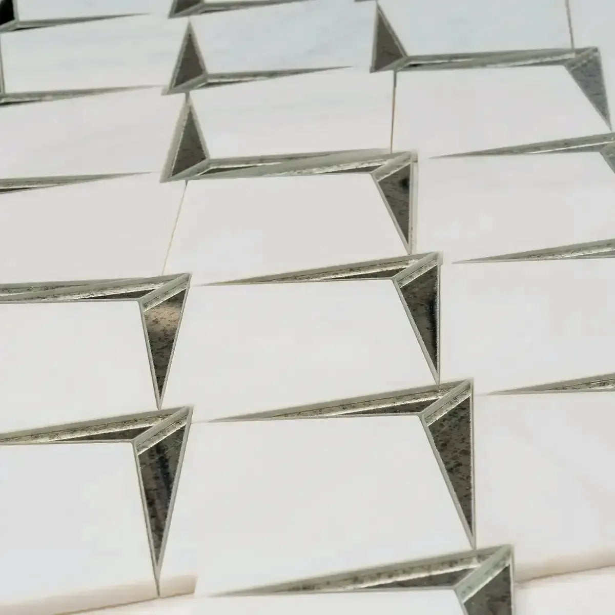 Arrowhead Antique Mirror Glass Marble Mosaic Tile | Tile Club