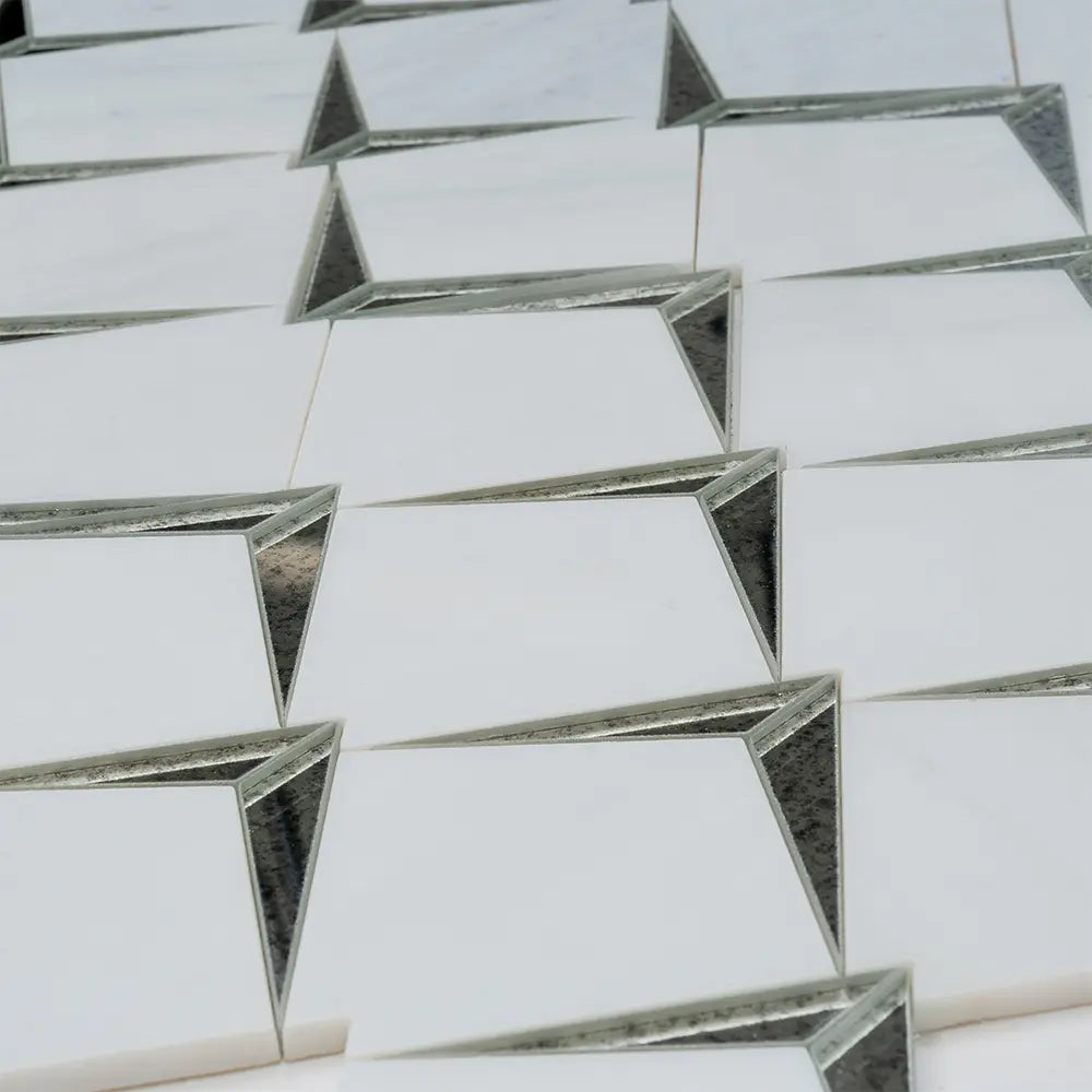 Arrowhead Antique Mirror Glass Marble Mosaic Tile | Tile Club