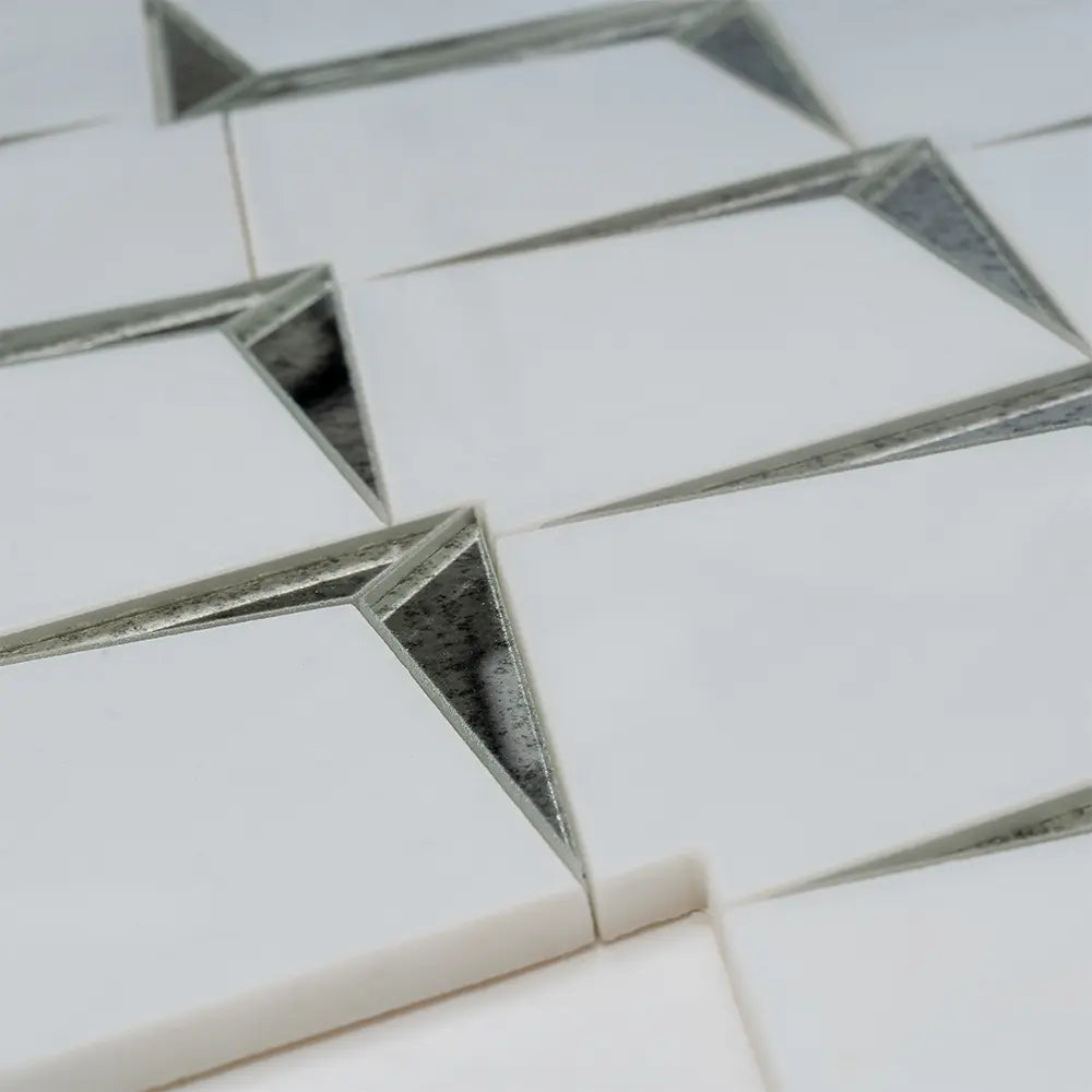 Arrowhead Antique Mirror Glass Marble Mosaic Tile | Tile Club