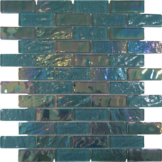 Pacific Aquamarine Brick Mosaic 1x3