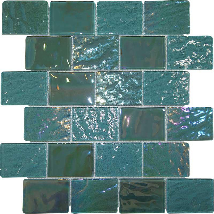 Pacific Aquamarine Brick Mosaic 2x3