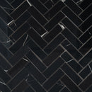 Azra Nero Black Herringbone Porcelain Mosaic Tile