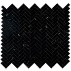 Azra Nero Black Herringbone Porcelain Mosaic Tile | Tile Club