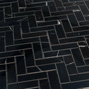 Azra Nero Black Herringbone Porcelain Mosaic Tile