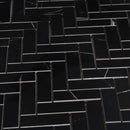 Azra Nero Black Herringbone Porcelain Mosaic Tile