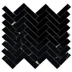 Azra Nero Black Herringbone Porcelain Mosaic Tile | Tile Club