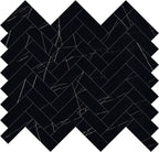 Azra Nero Black Herringbone Porcelain Mosaic Tile | Tile Club