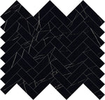 Emporio Nero Black Herringbone Porcelain Mosaic Tile Sample