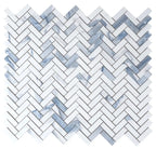 Azra Statuario Blue Herringbone Porcelain Mosaic Tile | Tile Club