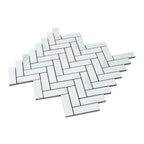 Azra Statuario Smoke Herringbone Porcelain Mosaic Tile | Tile Club