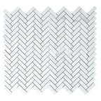 Azra Statuario Smoke Herringbone Porcelain Mosaic Tile | Tile Club