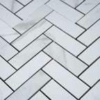 Azra Statuario Smoke Herringbone Porcelain Mosaic Tile | Tile Club