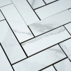 Azra Statuario Smoke Herringbone Porcelain Mosaic Tile | Tile Club