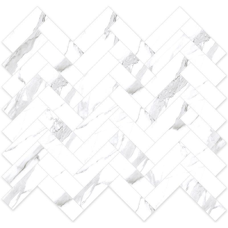 Azra Statuario Smoke Herringbone Porcelain Mosaic Tile | Tile Club