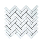 Azra Statuario Smoke Herringbone Porcelain Mosaic Tile | Tile Club