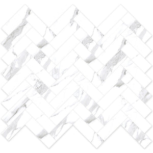 Emporio Statuario Smoke Herringbone Porcelain Mosaic Tile Sample