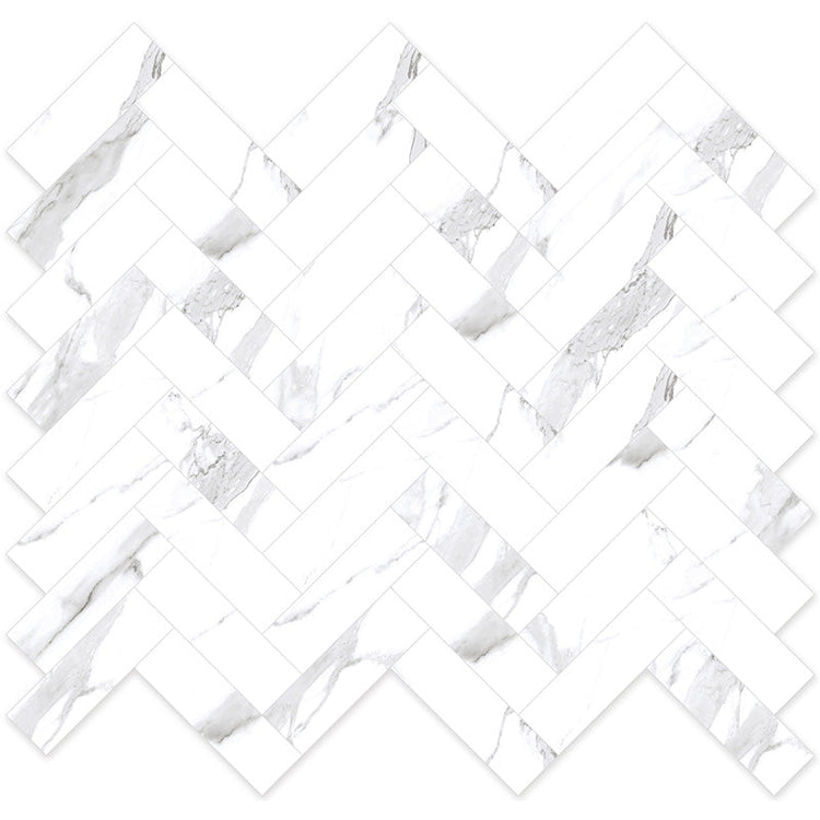 Emporio Statuario Smoke Herringbone Porcelain Mosaic Tile Sample