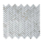 Azra Statuario Coffee Herringbone Porcelain Mosaic Tile | Tile Club