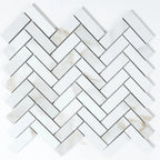 Azra Statuario Coffee Herringbone Porcelain Mosaic Tile | Tile Club