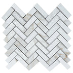 Azra Statuario Coffee Herringbone Porcelain Mosaic Tile | Tile Club