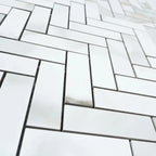Azra Statuario Coffee Herringbone Porcelain Mosaic Tile | Tile Club