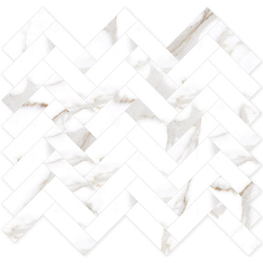 Azra Statuario Coffee Herringbone Porcelain Mosaic Tile
