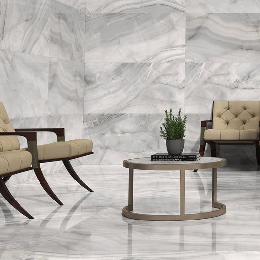 Gray and White stone slab tile | Athena Plata