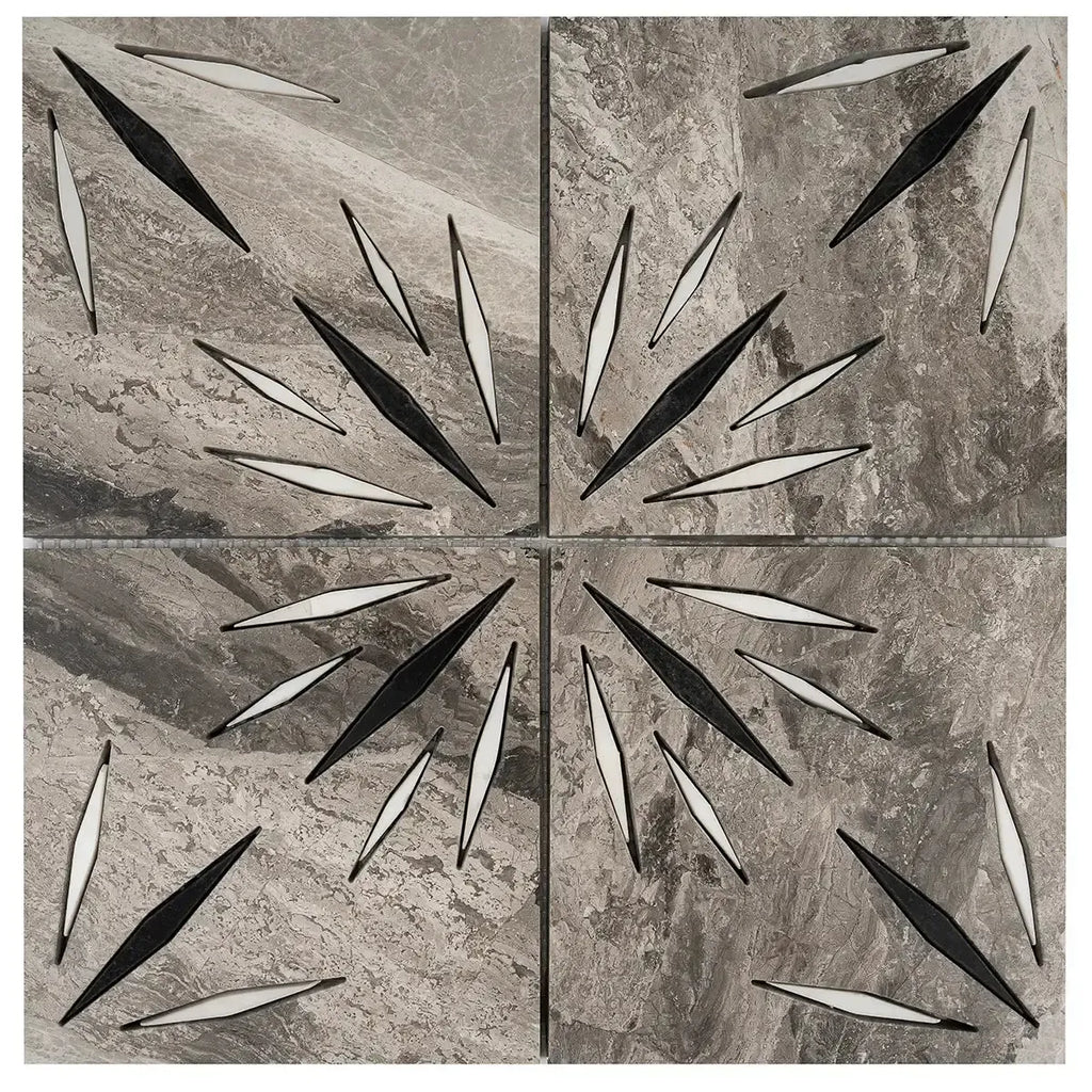 Grey Sparkle Waterjet Marble Mosaic Tile | Tile Club