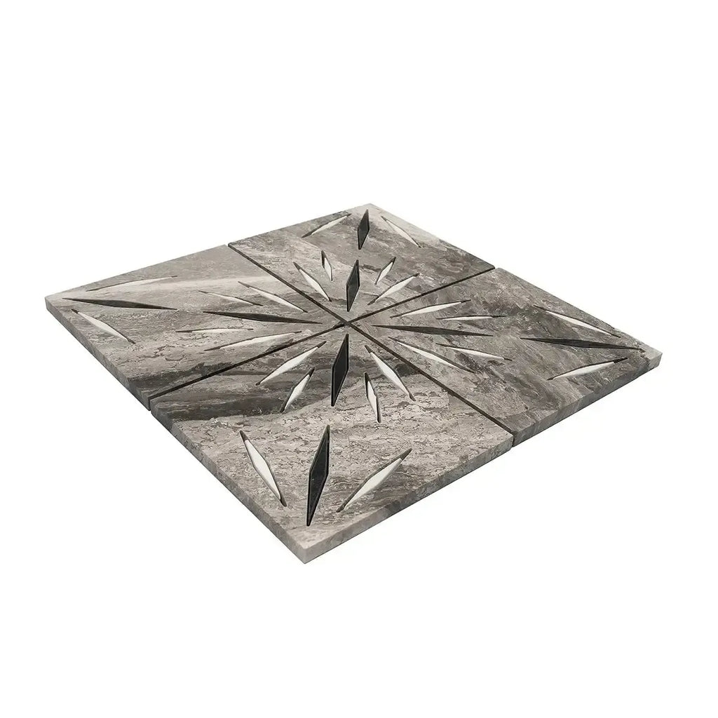 Grey Sparkle Waterjet Marble Mosaic Tile | Tile Club