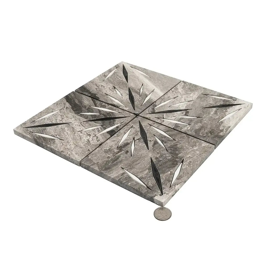 Grey Sparkle Waterjet Marble Mosaic Tile | Tile Club