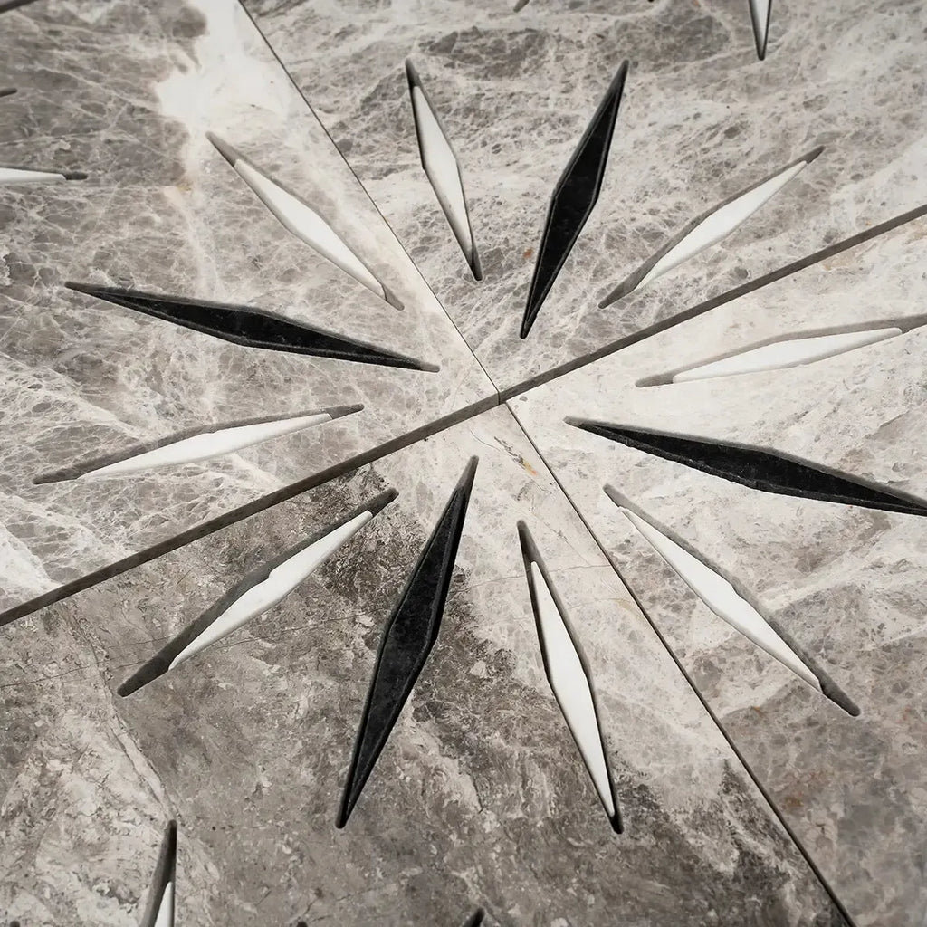 Grey Sparkle Waterjet Marble Mosaic Tile | Tile Club