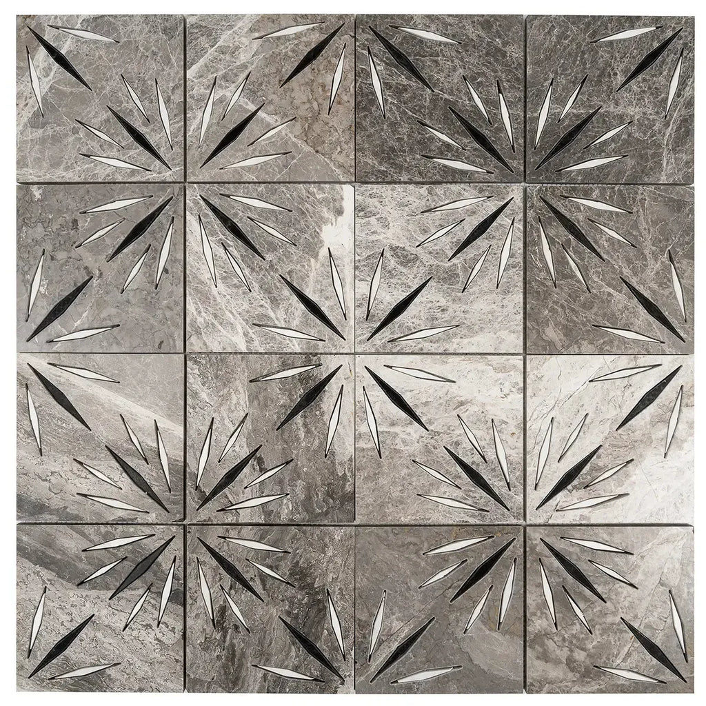 Grey Sparkle Waterjet Marble Mosaic Tile | Tile Club