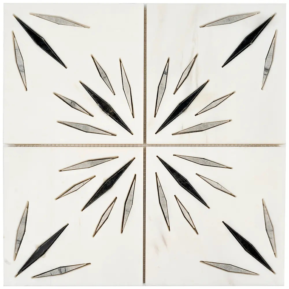 White Sparkle Waterjet Marble Mosaic Tile | Tile Club