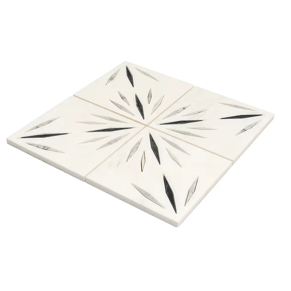 White Sparkle Waterjet Marble Mosaic Tile | Tile Club