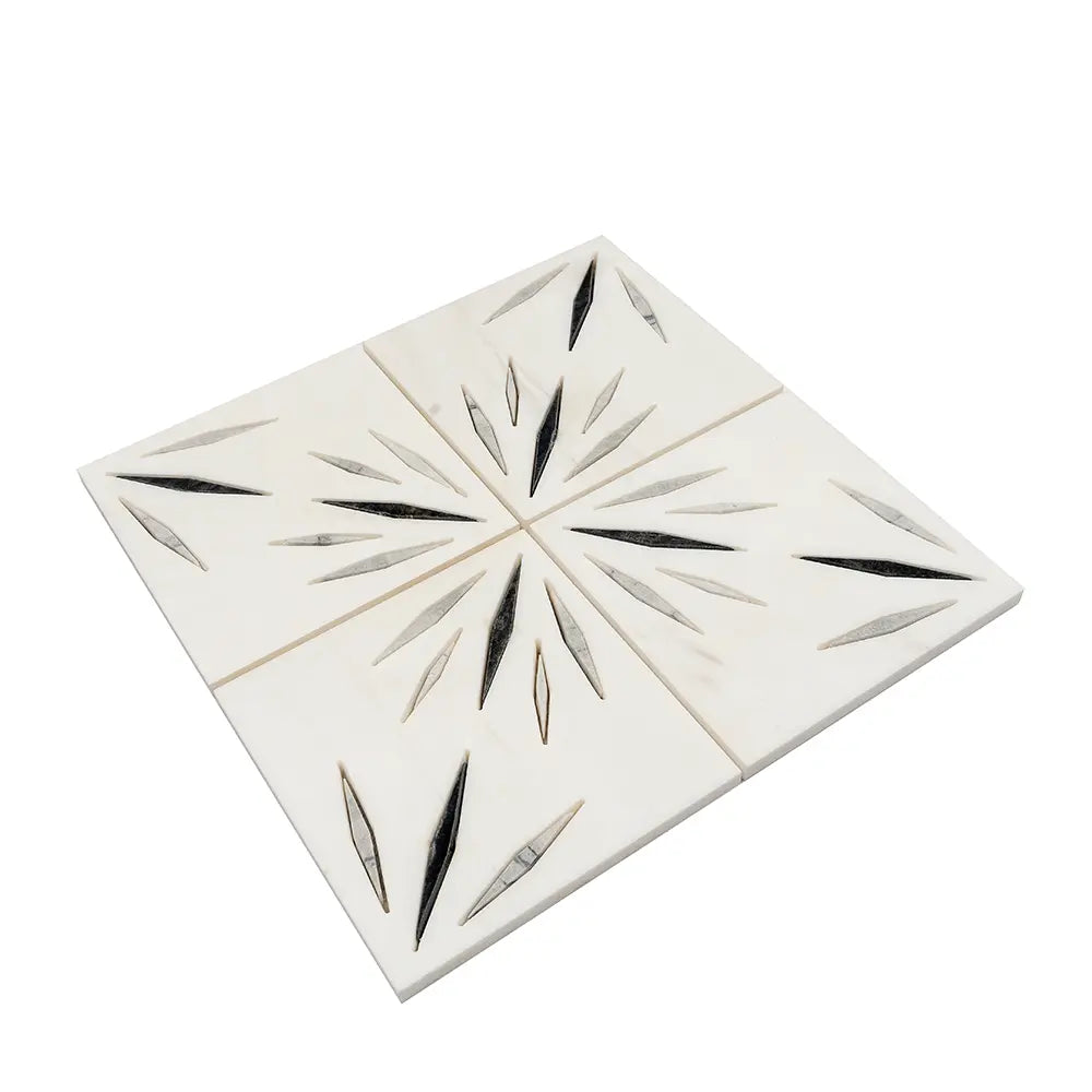 White Sparkle Waterjet Marble Mosaic Tile | Tile Club