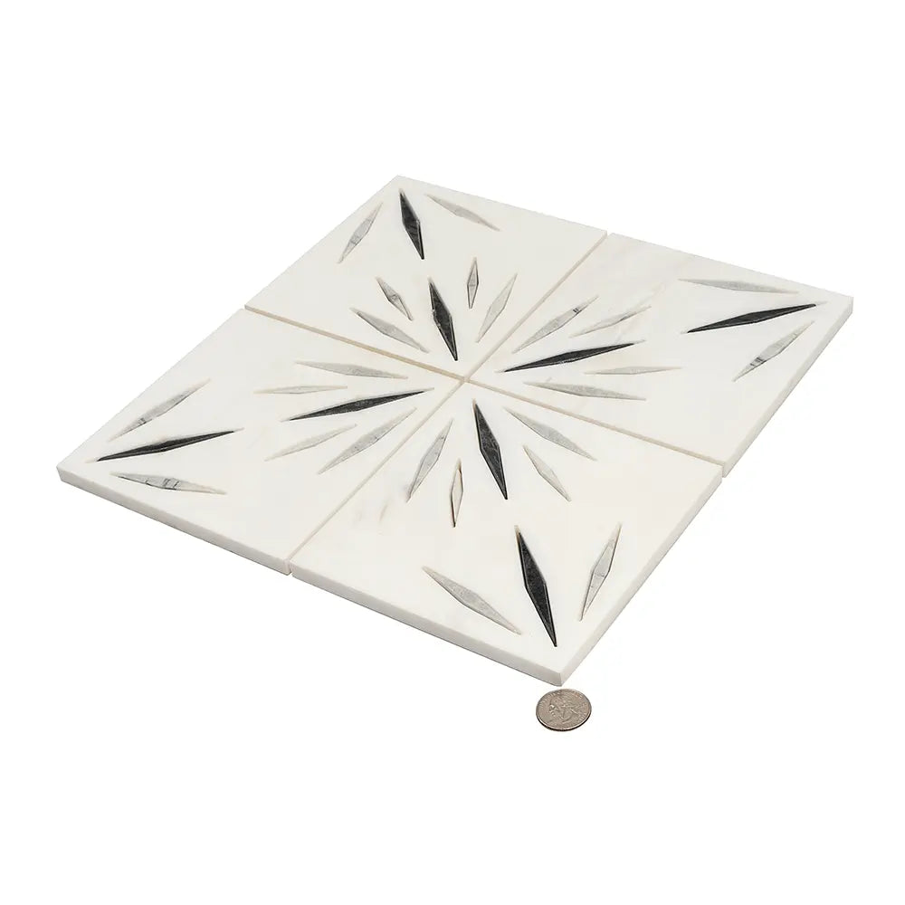 White Sparkle Waterjet Marble Mosaic Tile | Tile Club