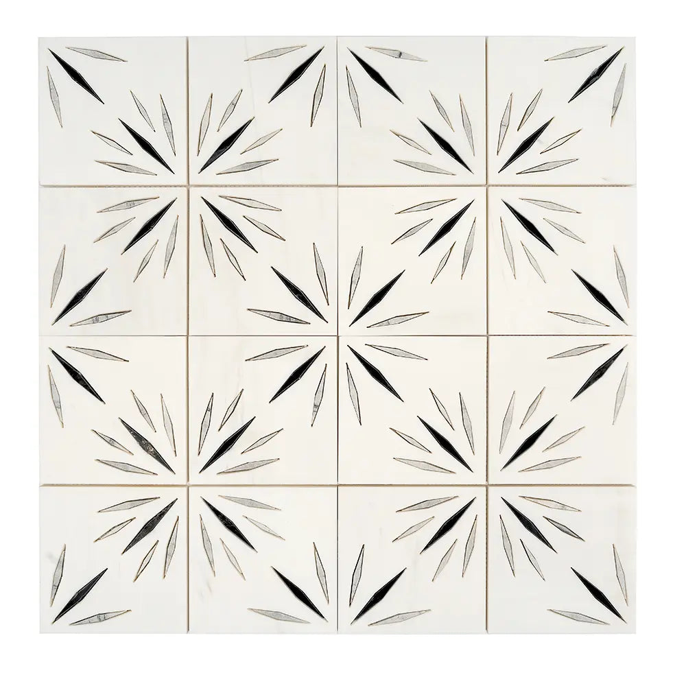 White Sparkle Waterjet Marble Mosaic Tile | Tile Club