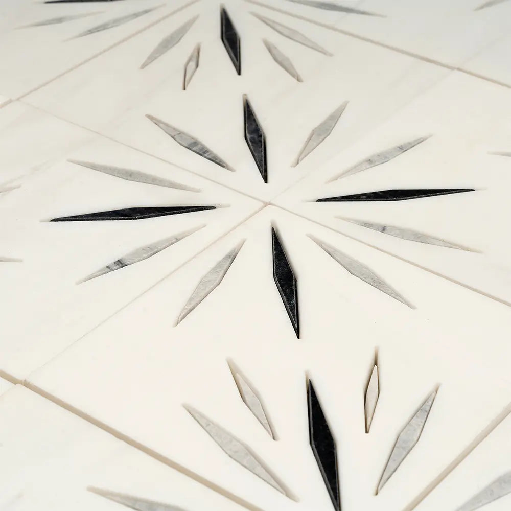 White Sparkle Waterjet Marble Mosaic Tile | Tile Club