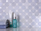 Azul Cielo Octagon and Thassos Dot Marble Mosaic Tile 4
