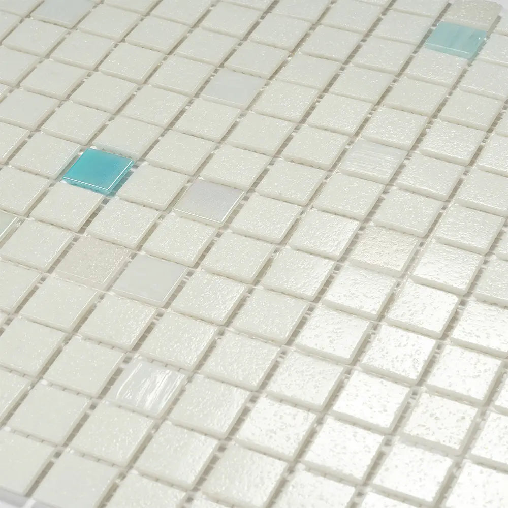 Snowfall Squares Glass Pool Tile | Tile Club