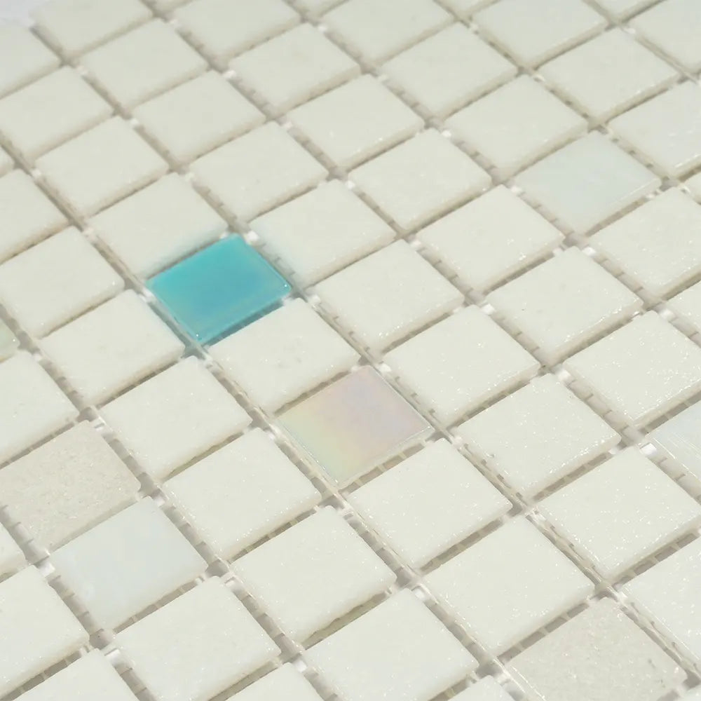 Snowfall Squares Glass Pool Tile | Tile Club