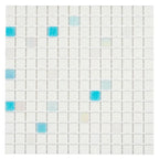 White and Ocean Blue Gradient Mixed Squares Glass Pool Tile | Tile Club