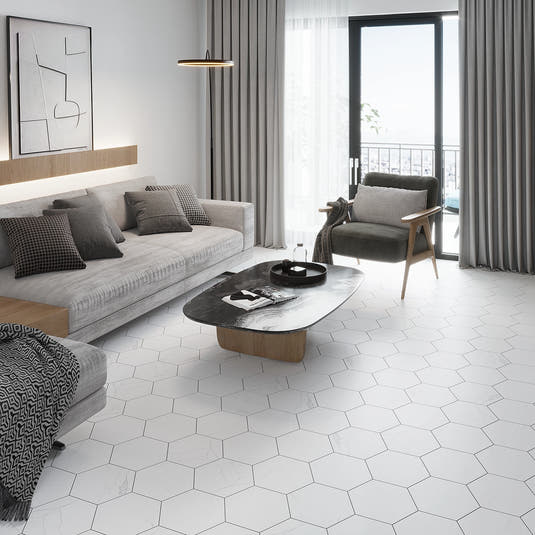 Acadia White Hexagon Tile | Tile Club